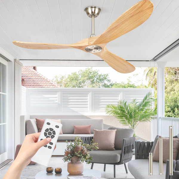 Ivy Bronx Ceiling Fans Without Light, Solid Wood Ceiling Fan With
